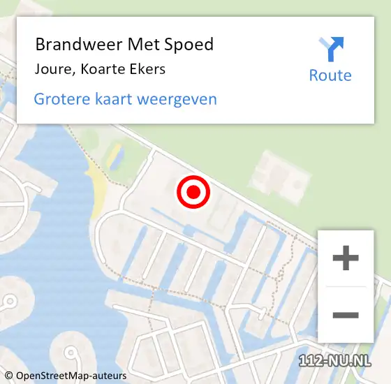 Locatie op kaart van de 112 melding: Brandweer Met Spoed Naar Joure, Koarte Ekers op 11 juni 2023 18:57