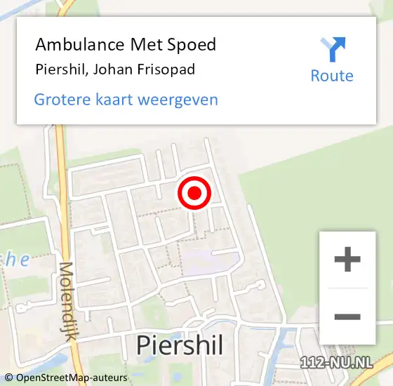 Locatie op kaart van de 112 melding: Ambulance Met Spoed Naar Piershil, Johan Frisopad op 11 juni 2023 19:11