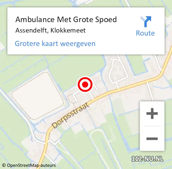 Locatie op kaart van de 112 melding: Ambulance Met Grote Spoed Naar Assendelft, Klokkemeet op 11 juni 2023 19:14