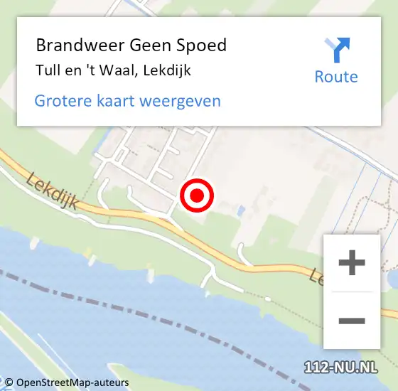 Locatie op kaart van de 112 melding: Brandweer Geen Spoed Naar Tull en 't Waal, Lekdijk op 11 juni 2023 19:25