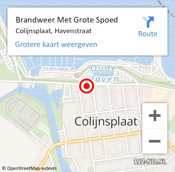 Locatie op kaart van de 112 melding: Brandweer Met Grote Spoed Naar Colijnsplaat, Havenstraat op 11 juni 2023 19:26