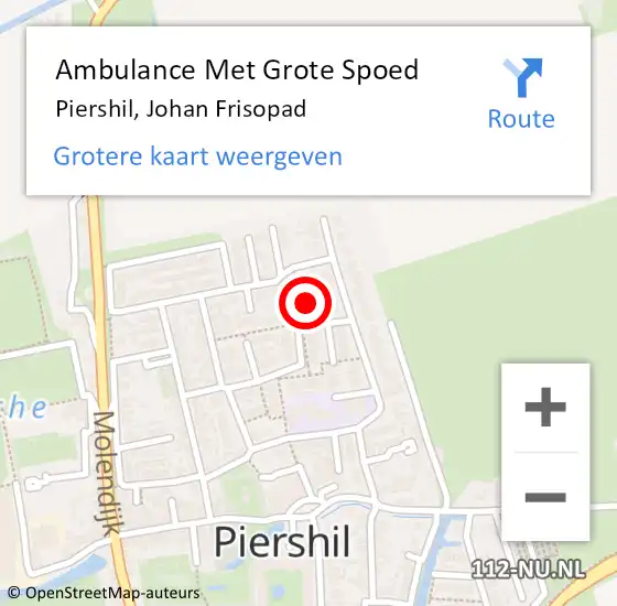 Locatie op kaart van de 112 melding: Ambulance Met Grote Spoed Naar Piershil, Johan Frisopad op 11 juni 2023 19:26