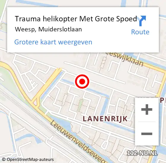 Locatie op kaart van de 112 melding: Trauma helikopter Met Grote Spoed Naar Weesp, Muiderslotlaan op 11 juni 2023 19:33