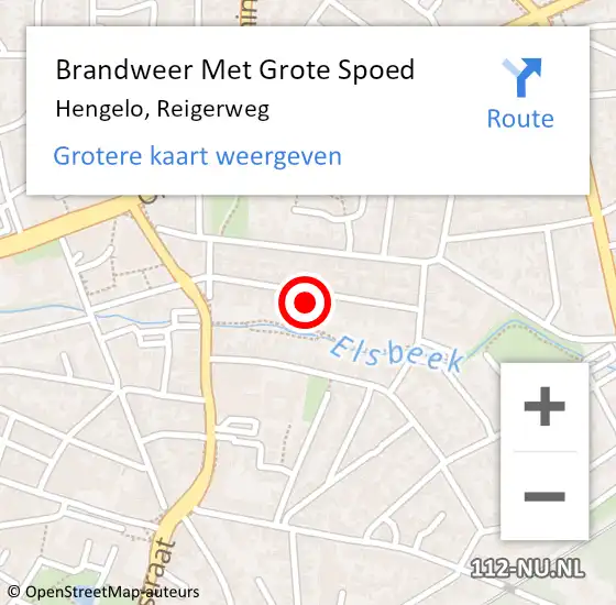 Locatie op kaart van de 112 melding: Brandweer Met Grote Spoed Naar Hengelo, Reigerweg op 11 juni 2023 19:37