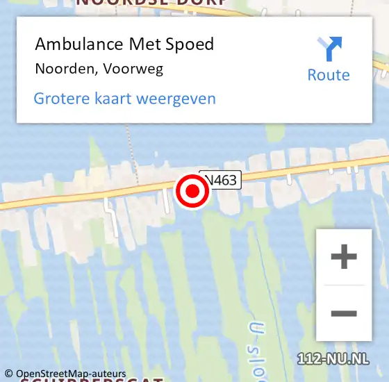 Locatie op kaart van de 112 melding: Ambulance Met Spoed Naar Noorden, Voorweg op 11 juni 2023 19:52