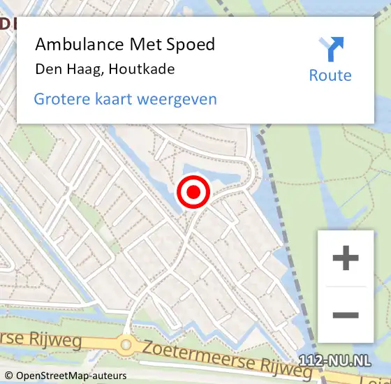 Locatie op kaart van de 112 melding: Ambulance Met Spoed Naar Den Haag, Houtkade op 11 juni 2023 19:52