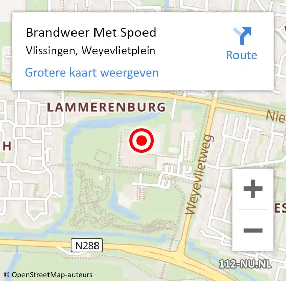 Locatie op kaart van de 112 melding: Brandweer Met Spoed Naar Vlissingen, Weyevlietplein op 11 juni 2023 20:02