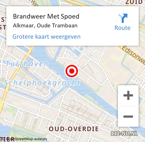 Locatie op kaart van de 112 melding: Brandweer Met Spoed Naar Alkmaar, Oude Trambaan op 11 juni 2023 20:12