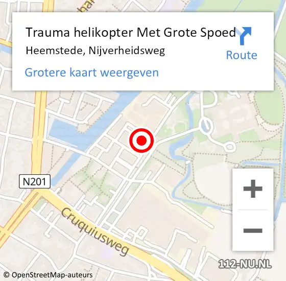 Locatie op kaart van de 112 melding: Trauma helikopter Met Grote Spoed Naar Heemstede, Nijverheidsweg op 11 juni 2023 20:16