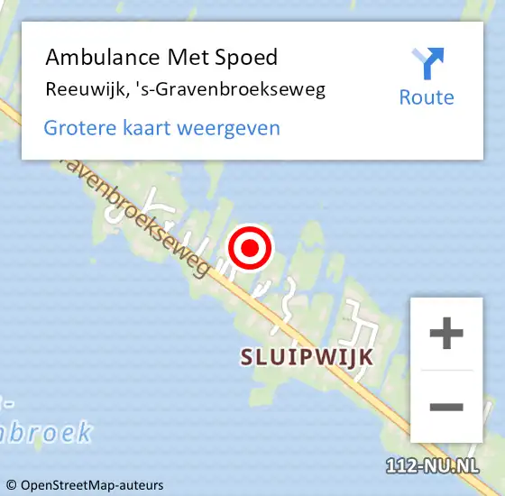 Locatie op kaart van de 112 melding: Ambulance Met Spoed Naar Reeuwijk, 's-Gravenbroekseweg op 11 juni 2023 20:26