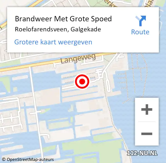 Locatie op kaart van de 112 melding: Brandweer Met Grote Spoed Naar Roelofarendsveen, Galgekade op 11 juni 2023 20:33