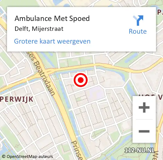 Locatie op kaart van de 112 melding: Ambulance Met Spoed Naar Delft, Mijerstraat op 11 juni 2023 20:58