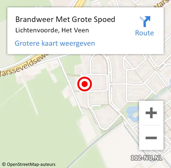 Locatie op kaart van de 112 melding: Brandweer Met Grote Spoed Naar Lichtenvoorde, Het Veen op 28 augustus 2014 15:56