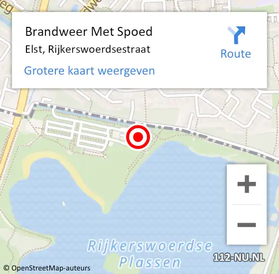 Locatie op kaart van de 112 melding: Brandweer Met Spoed Naar Elst, Rijkerswoerdsestraat op 11 juni 2023 22:04