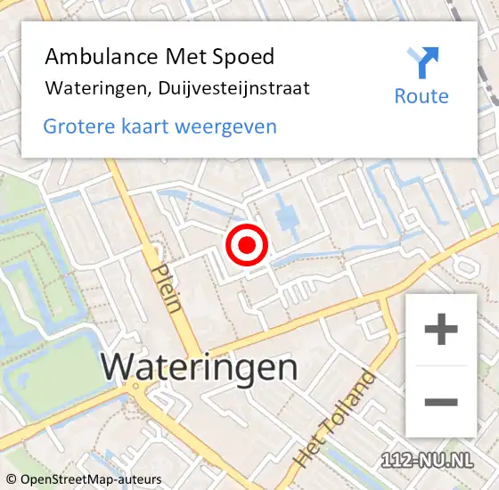 Locatie op kaart van de 112 melding: Ambulance Met Spoed Naar Wateringen, Duijvesteijnstraat op 11 juni 2023 22:04