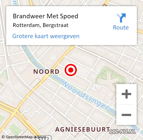 Locatie op kaart van de 112 melding: Brandweer Met Spoed Naar Rotterdam, Bergstraat op 11 juni 2023 22:20