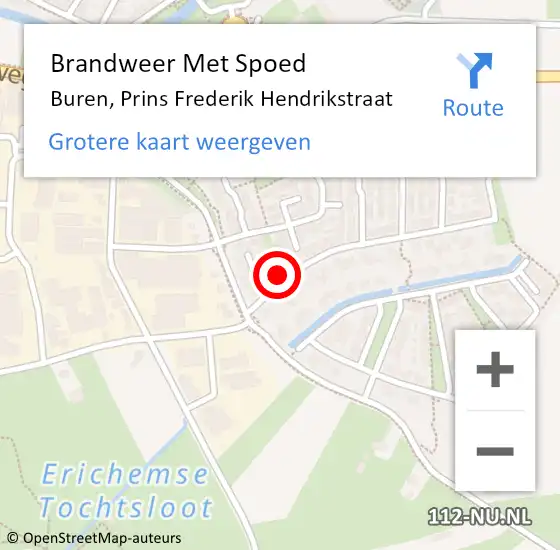 Locatie op kaart van de 112 melding: Brandweer Met Spoed Naar Buren, Prins Frederik Hendrikstraat op 11 juni 2023 22:27