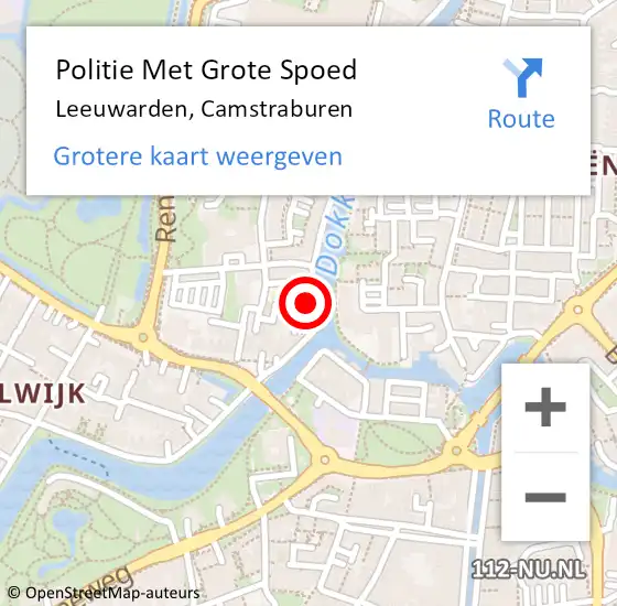 Locatie op kaart van de 112 melding: Politie Met Grote Spoed Naar Leeuwarden, Camstraburen op 11 juni 2023 22:50