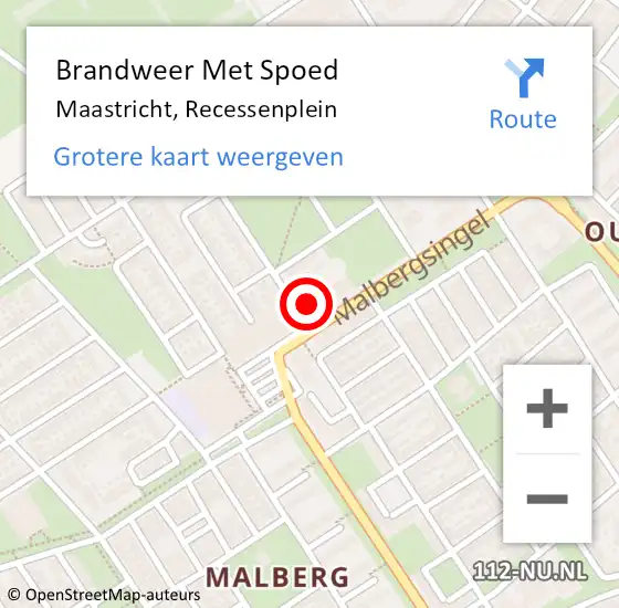 Locatie op kaart van de 112 melding: Brandweer Met Spoed Naar Maastricht, Recessenplein op 11 juni 2023 23:13