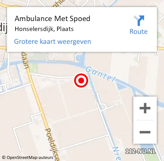 Locatie op kaart van de 112 melding: Ambulance Met Spoed Naar Honselersdijk, Plaats op 11 juni 2023 23:30