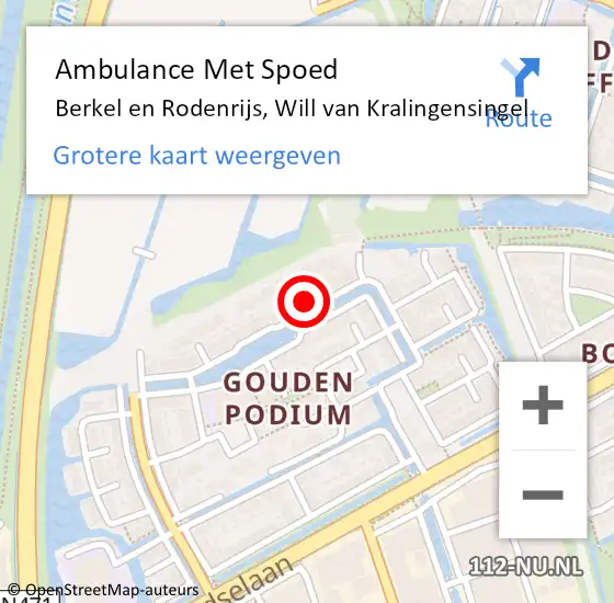 Locatie op kaart van de 112 melding: Ambulance Met Spoed Naar Berkel en Rodenrijs, Will van Kralingensingel op 11 juni 2023 23:35