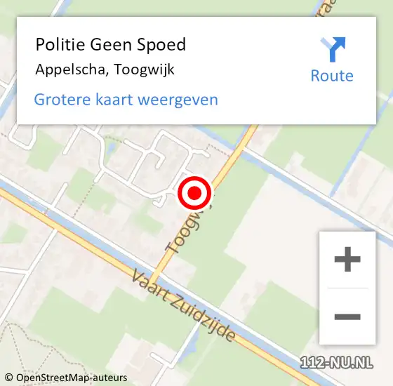 Locatie op kaart van de 112 melding: Politie Geen Spoed Naar Appelscha, Toogwijk op 12 juni 2023 00:15