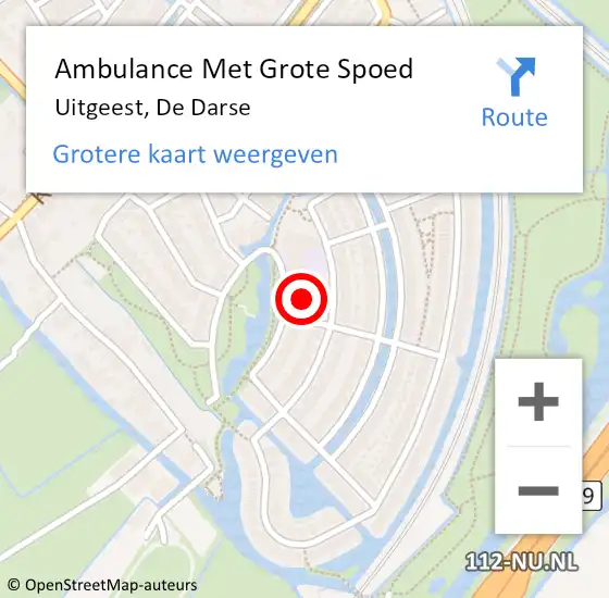 Locatie op kaart van de 112 melding: Ambulance Met Grote Spoed Naar Uitgeest, De Darse op 12 juni 2023 00:20