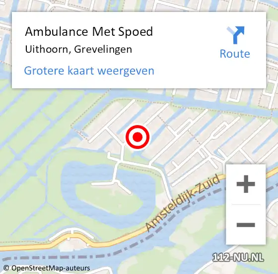 Locatie op kaart van de 112 melding: Ambulance Met Spoed Naar Uithoorn, Grevelingen op 12 juni 2023 00:24
