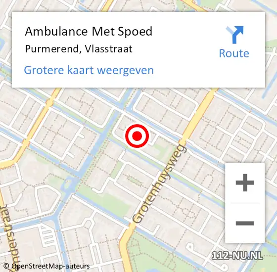 Locatie op kaart van de 112 melding: Ambulance Met Spoed Naar Purmerend, Vlasstraat op 12 juni 2023 00:29
