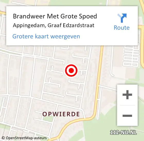 Locatie op kaart van de 112 melding: Brandweer Met Grote Spoed Naar Appingedam, Graaf Edzardstraat op 12 juni 2023 00:40