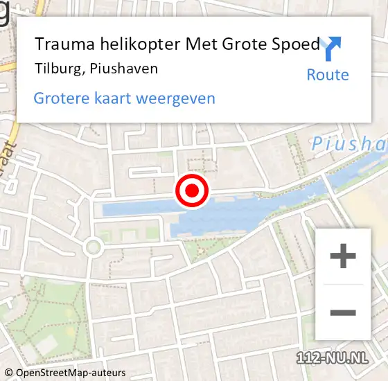 Locatie op kaart van de 112 melding: Trauma helikopter Met Grote Spoed Naar Tilburg, Piushaven op 12 juni 2023 01:41