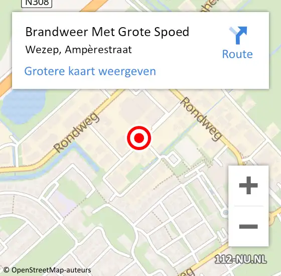 Locatie op kaart van de 112 melding: Brandweer Met Grote Spoed Naar Wezep, Ampèrestraat op 12 juni 2023 01:41