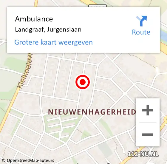 Locatie op kaart van de 112 melding: Ambulance Landgraaf, Jurgenslaan op 28 augustus 2014 16:17