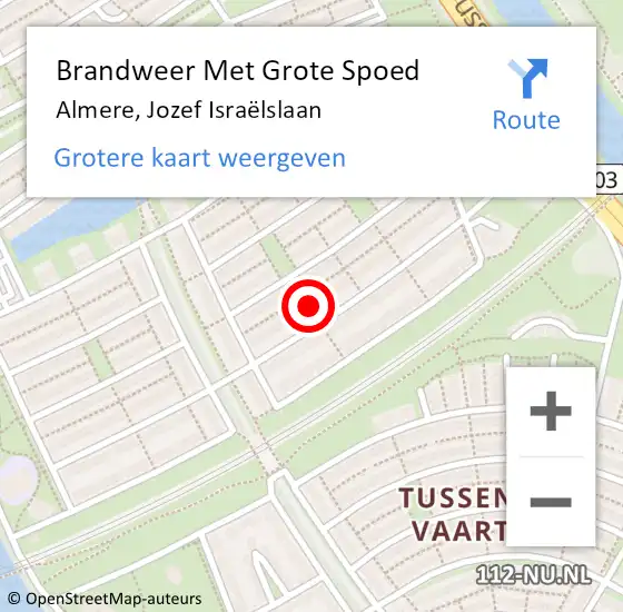 Locatie op kaart van de 112 melding: Brandweer Met Grote Spoed Naar Almere, Jozef Israëlslaan op 12 juni 2023 03:01