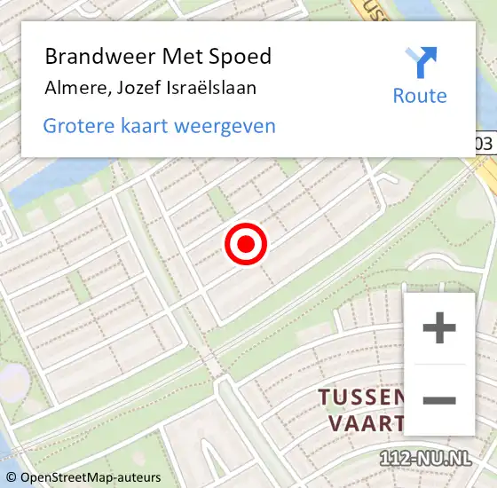 Locatie op kaart van de 112 melding: Brandweer Met Spoed Naar Almere, Jozef Israëlslaan op 12 juni 2023 03:19