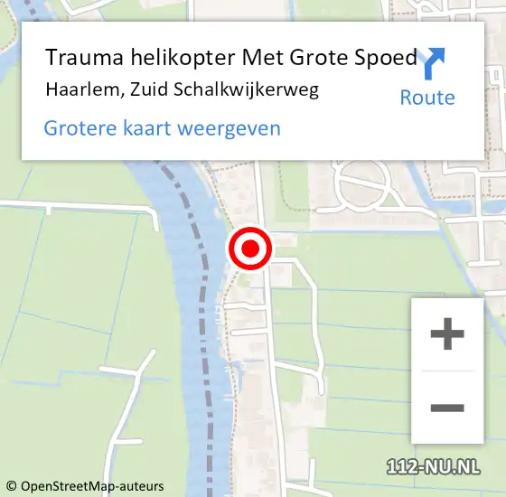 Locatie op kaart van de 112 melding: Trauma helikopter Met Grote Spoed Naar Haarlem, Zuid Schalkwijkerweg op 12 juni 2023 03:22