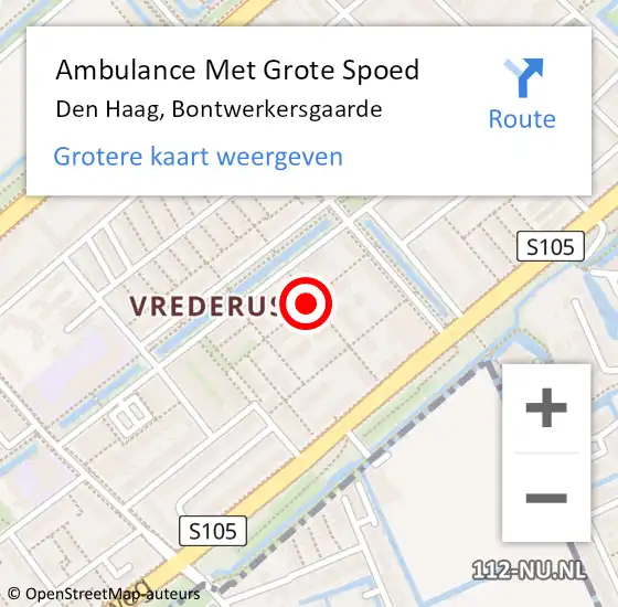 Locatie op kaart van de 112 melding: Ambulance Met Grote Spoed Naar Den Haag, Bontwerkersgaarde op 12 juni 2023 03:23