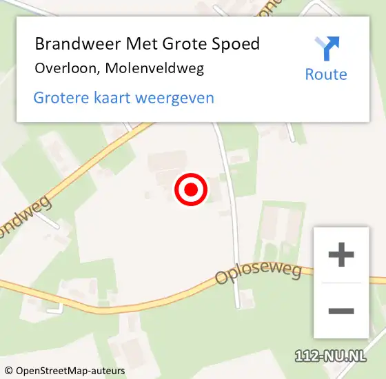 Locatie op kaart van de 112 melding: Brandweer Met Grote Spoed Naar Overloon, Molenveldweg op 12 juni 2023 04:49