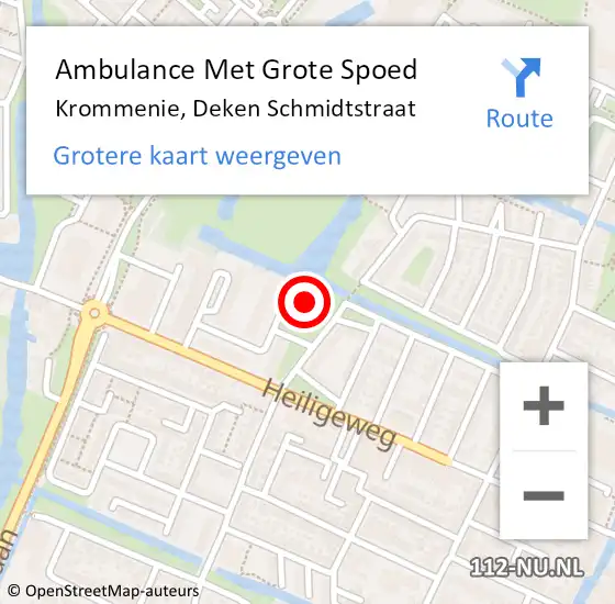 Locatie op kaart van de 112 melding: Ambulance Met Grote Spoed Naar Krommenie, Deken Schmidtstraat op 12 juni 2023 05:11