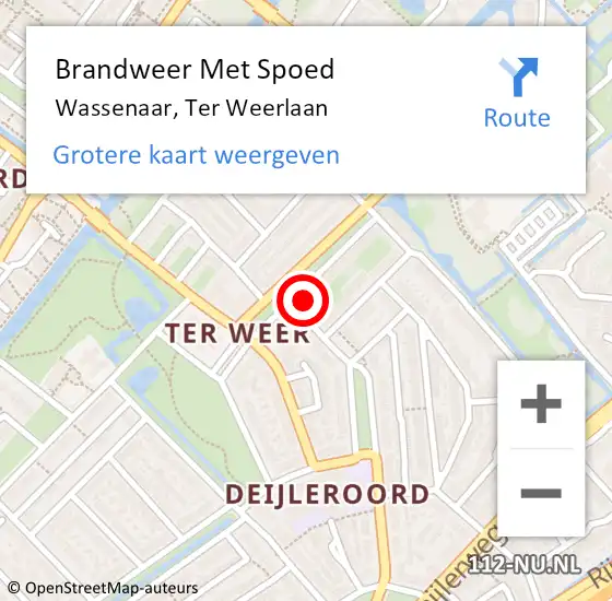 Locatie op kaart van de 112 melding: Brandweer Met Spoed Naar Wassenaar, Ter Weerlaan op 12 juni 2023 05:25