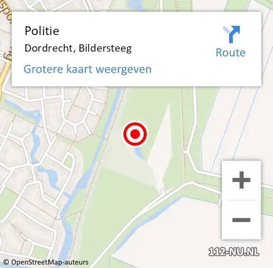 Locatie op kaart van de 112 melding: Politie Dordrecht, Bildersteeg op 12 juni 2023 06:02