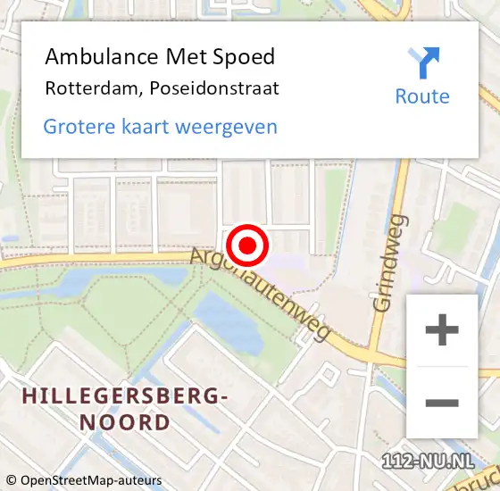 Locatie op kaart van de 112 melding: Ambulance Met Spoed Naar Rotterdam, Poseidonstraat op 12 juni 2023 06:13