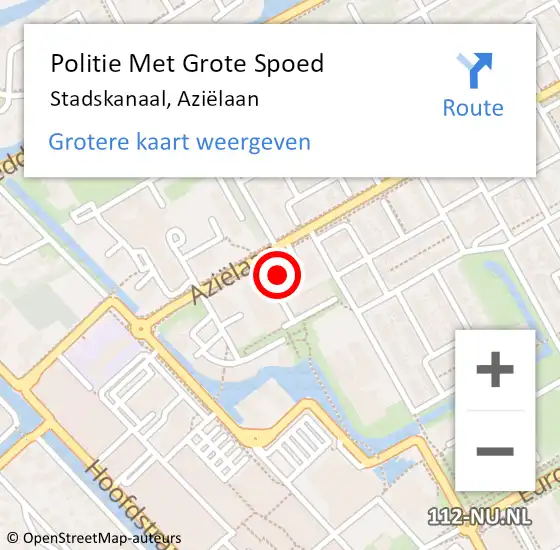 Locatie op kaart van de 112 melding: Politie Met Grote Spoed Naar Stadskanaal, Aziëlaan op 12 juni 2023 06:34