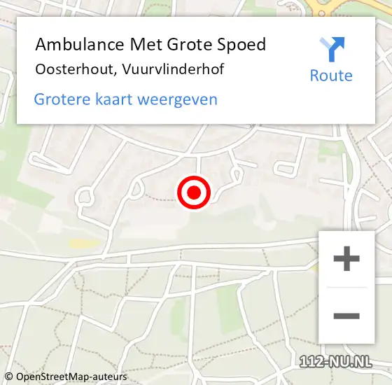 Locatie op kaart van de 112 melding: Ambulance Met Grote Spoed Naar Oosterhout, Vuurvlinderhof op 28 augustus 2014 16:30