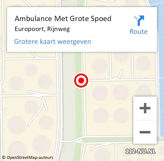 Locatie op kaart van de 112 melding: Ambulance Met Grote Spoed Naar Europoort, Rijnweg op 12 juni 2023 07:39