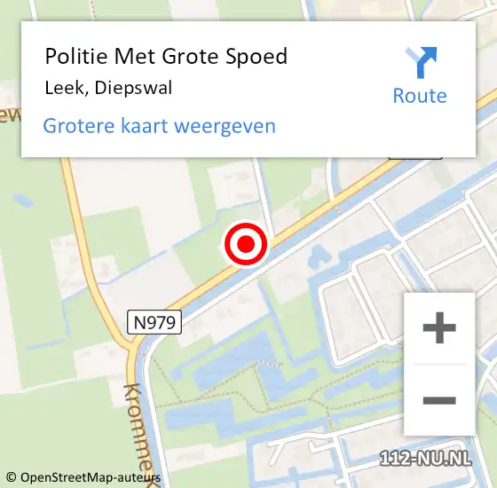 Locatie op kaart van de 112 melding: Politie Met Grote Spoed Naar Leek, Diepswal op 12 juni 2023 07:59