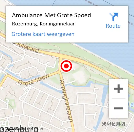 Locatie op kaart van de 112 melding: Ambulance Met Grote Spoed Naar Rozenburg, Koninginnelaan op 12 juni 2023 07:59