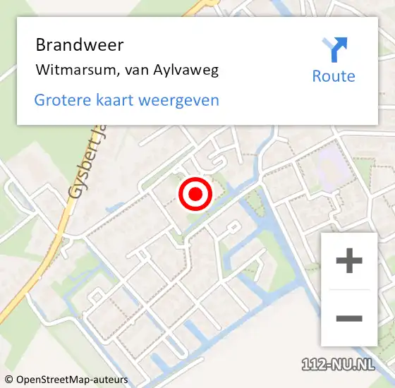 Locatie op kaart van de 112 melding: Brandweer Witmarsum, van Aylvaweg op 12 juni 2023 08:02