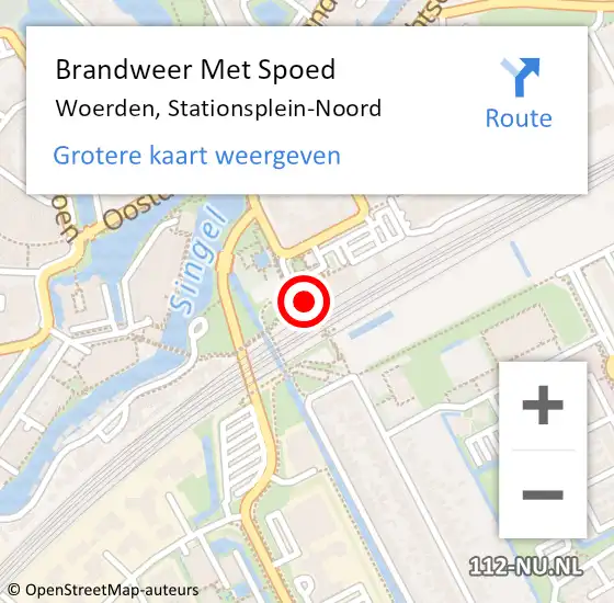 Locatie op kaart van de 112 melding: Brandweer Met Spoed Naar Woerden, Stationsplein-Noord op 12 juni 2023 08:02