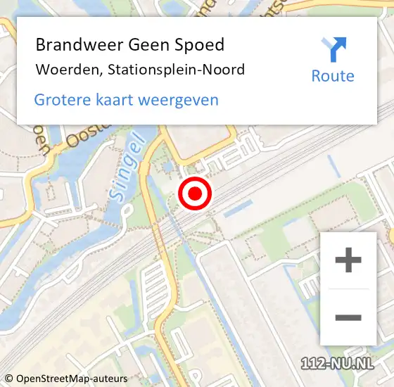 Locatie op kaart van de 112 melding: Brandweer Geen Spoed Naar Woerden, Stationsplein-Noord op 12 juni 2023 08:04